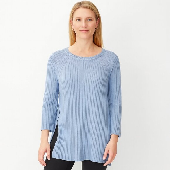 Eileen Fisher Organic Linen Cotton Ribbed Tunic Sweater Top XL Lavender - Picture 1 of 6